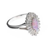 STERLING SILVER SYNTHETIC OPAL AND CUBIC ZIRCONIA RING