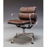 Charles and Ray Eames, an EA217 soft pad office chair for Herman Miller, c.1970-1980, with brown