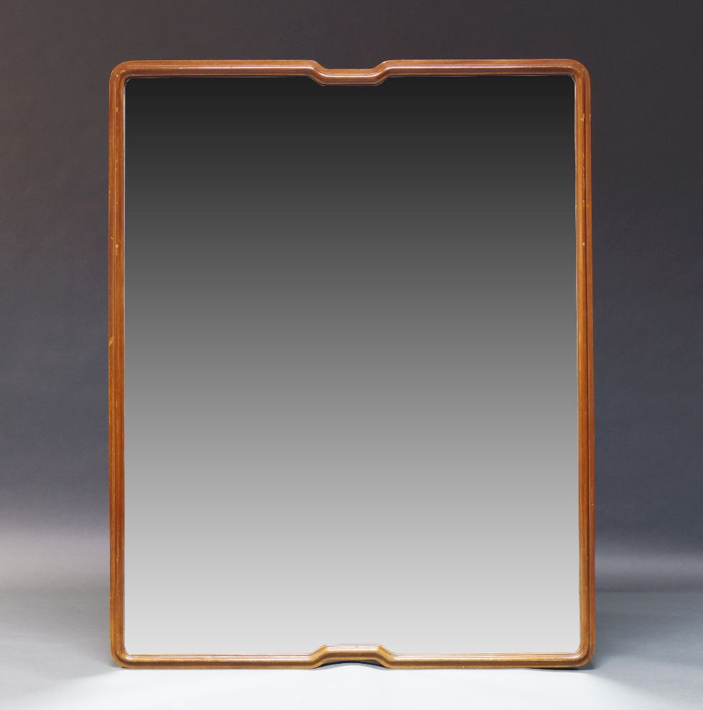 An Italian stained beech overmantle mirror, c.1950, of rectangular form, 126cm high, 99cm widePlease