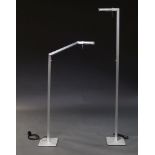 Oluce, a pair of 'Zak' range adjustable standard lamps, in brushed steel, with adjustable arm and