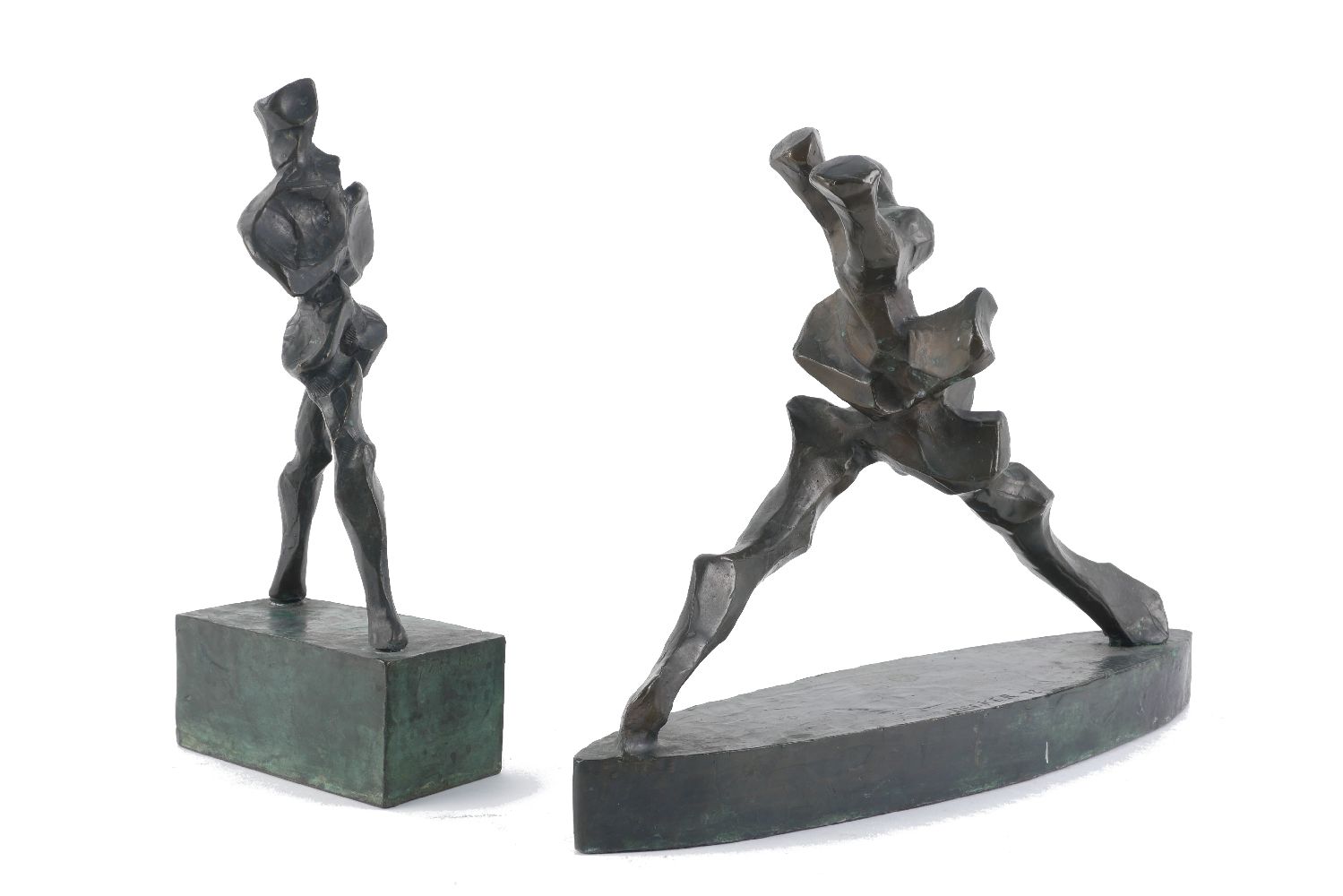 An abstract bronze of a figure in motion, in the Italian taste, signed and dated Decker 72 to the