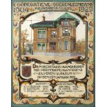 A panel of twenty painted ceramic tiles, early 20th century, for the Co-operatieve Boernleenbank