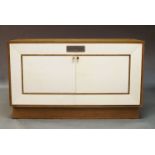 Archer & Smith Ltd, a pair of bespoke made vellum and laminated wood side cabinets, of recent