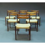 Arne Hovmand-Olsen, a set of six teak and chord strung dining chairs for Mogens Kold, Denmark, c.