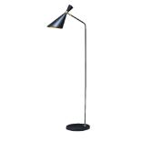 A Mid-Century style standard lamp, c.2000, the black powder coated steel adjustable double cone