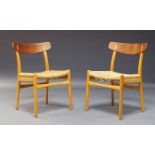 Hans Wegner (1914-2007) a pair of 'CH23' chairs for Carl Hansen, c.1960s, with beech frames and