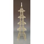 A white painted metal-rod pagoda shaped plant stand, 167cm highPlease refer to department for