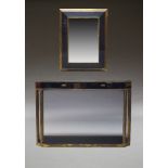 Galeries Lafayette, Paris, a black lacquered and brass console table, c.1970, the hexagonal top,