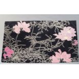The Rug Company, a modern rug with pink and white floral pattern on black ground, of recent
