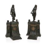 Gustav Gurschner (1873-1971), a pair of Jugendstil patinated bronze figural bookends c.1905,