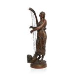 Georges Charles Coudray (act.1883-1932), a patinated bronze figure ‘The Egyptian Harpist’, c.1900,