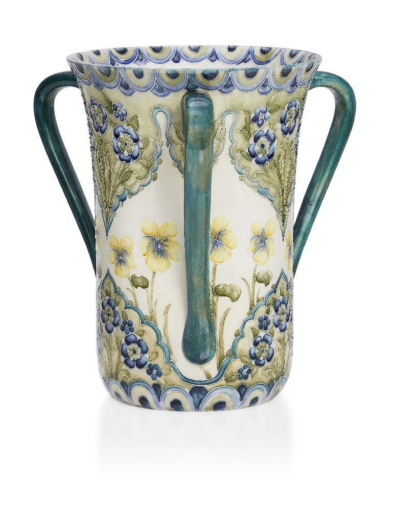 William Moorcroft (1872-1945), a Forget-Me-Not pattern three-handled ceramic vase c.1900, signed - Image 2 of 2