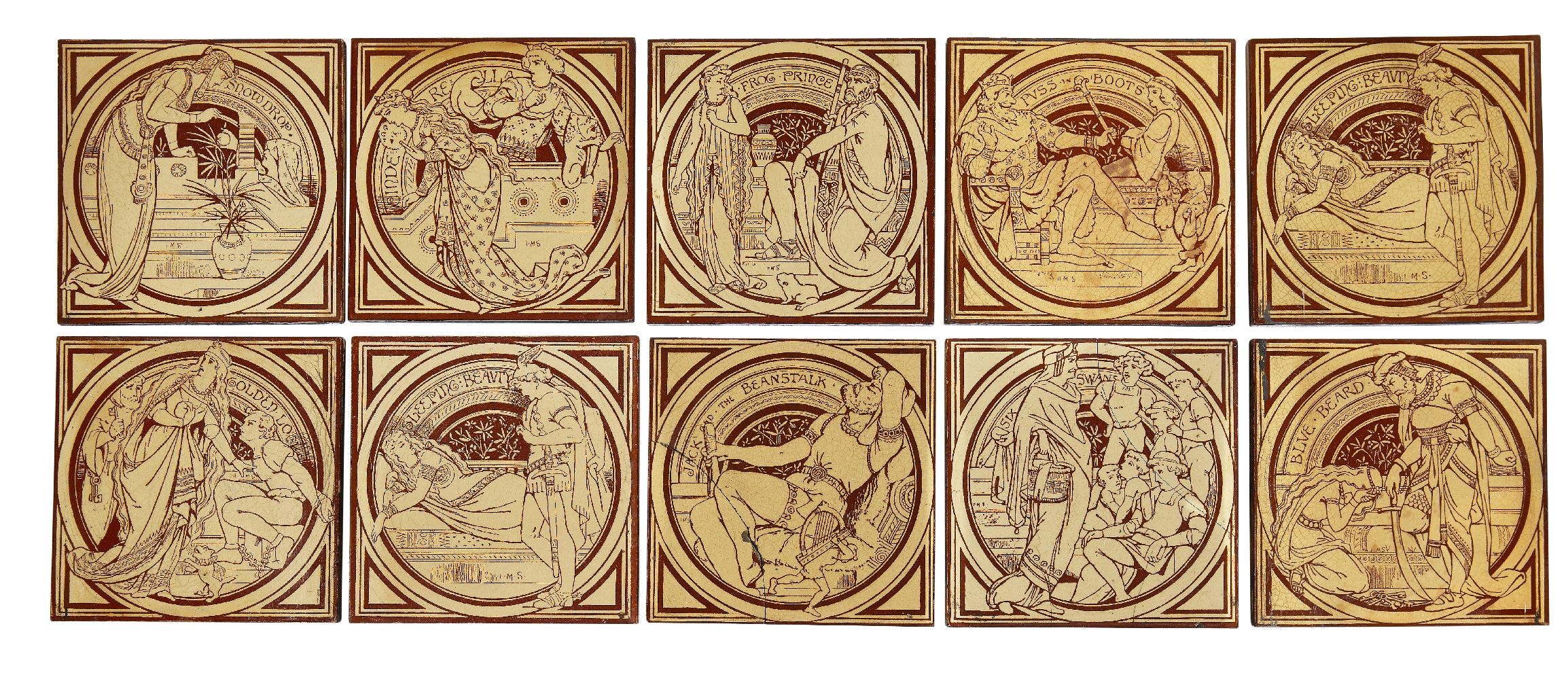 John Moyr Smith (1839-1912), a part set of Minton tiles from the ‘Fairy Tales’ series 1875-1880,