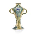 William Moorcroft (1872-1945), a Peacock pattern twin-handled ceramic vase c.1900, signed in green W