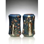 Hans Christiansen (1866-1948), a Pair of Mettlach Art Nouveau stoneware vases, "Die Nacht" (The