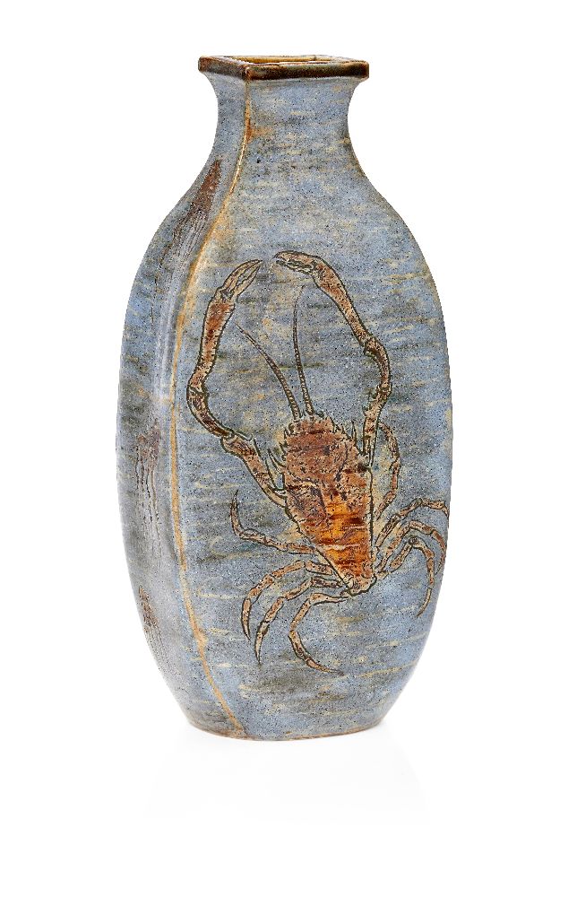 Martin Brothers (Pottery 1873-1914), a stoneware ‘Aquatic’ vase of flattened form Signed Martin