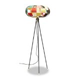 Helsingin Kaasuvalo, a standard lamp manufactured by HKA 1960s The pierced shade with coloured