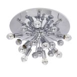 A sputnik style chromed wall/ceiling light 1970s With ten lights on chromed rod supports 22cm