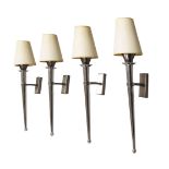 A set of four chromed wall lights in the manner of Tommy Parzinger c.2000 Of tapering cylindrical