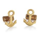 A pair of 18ct gold cufflinks, by Grima, designed as anchors with sprung bar fittings to reverse,