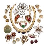 A large quantity of costume jewellery, including: a collection of vintage paste-set costume