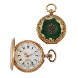 Two late 19th century Swiss gold hunter case fob watches made for the Turkish market, the first with