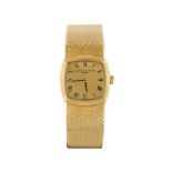 A lady's 18ct yellow gold manual wind wristwatch, by Vacheron Constantin, the cushion-shaped dial