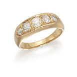 A late Victorian, diamond five stone ring, the graduated old brilliant-cut diamonds in channel-style