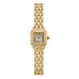 A lady's 18ct gold 'Panthere' quartz wristwatch by Cartier, the square dial with Roman numerals