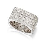 A pave diamond band ring, of square hoop design set throughout with brilliant-cut diamonds, ring