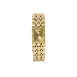 A lady's 18ct gold quartz wristwatch, by Piaget, the rectangular brushed dial with dot marker