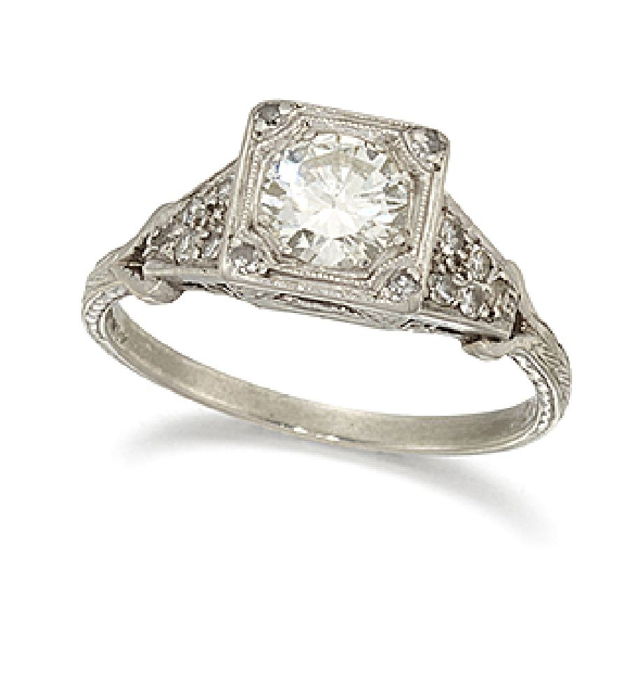 A diamond single stone ring, the single brilliant-cut diamond ,weighing approximately. 0.60