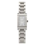 A stainless steel 'Rettangolo' quartz wristwatch by Bulgari, the rectangular white dial with