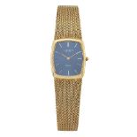 An 18ct gold quartz bracelet watch, by Patek Philippe, Ref. 3856/1, the blue hexagonal shaped dial