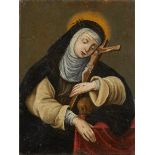 Italian School, late 18th/early 19th century- Saint Rita of Cascia; oil on canvas, 23.5x17.5cm, (