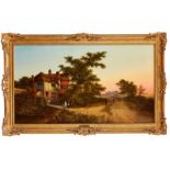 Walter Williams, British 1843-1884- Sunset Evening; oil on canvas, signed, 61x106.5cmPlease refer to