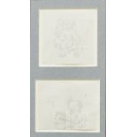 George Chinnery, British 1774-1852- Figure studies; pencil on paper, two, in shared mount and frame,