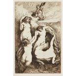 Charles Holroyd, British 1861-1917- Mermaids; etching on laid, signed in pencil, plate 35.2x22.