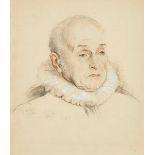 Charles West Cope RA, British 1811-1890- Portrait of 'Parker' aged 92, 1855; coloured chalks,