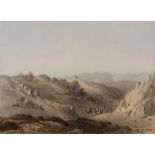 C W M Van de Velde, Dutch fl 1851-52- Kefr Hamam near Hasbeiya; tinted lithograph, from Collection
