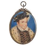 After François Clouet, French 1510-1572- Portrait miniature of Francis II, (1544-1560), quarter-