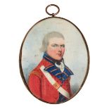 British School, late 18th/early 19th century- Portrait miniature of a young British officer of the