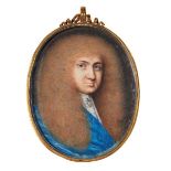 Circle of Peter Crosse, British 1645-1724- Portrait miniature of a gentleman, quarter-length