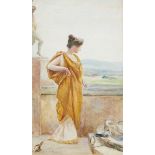 Attributed to Alfonso Savini, Italian 1836-1908- Olympian study of a maiden in drapery, standing
