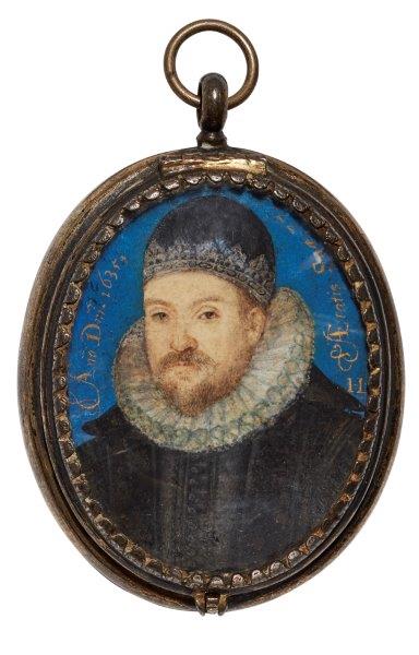 Attributed to Laurence Hilliard, English 1581/82-1648- Portrait miniature of a bearded nobleman,