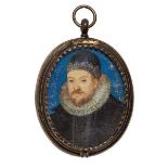Attributed to Laurence Hilliard, English 1581/82-1648- Portrait miniature of a bearded nobleman,