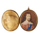 English School, 17th century- Portrait miniature of Charles I, (1625-1649), quarter-length turned to