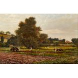 James Whaite, British act 1867-1896- The Plough Team; oil on canvas, signed, 33.2x48.3cm Provenance: