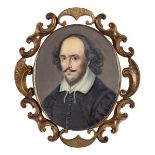 After Henry Pierce Bone, British 1779-1855- Portrait miniature of William Shakespeare, (1564-