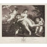 Jean-Baptiste Michel, French 1748-1804- Venus & Cupid, after Carlo Maratti; copper engraving on